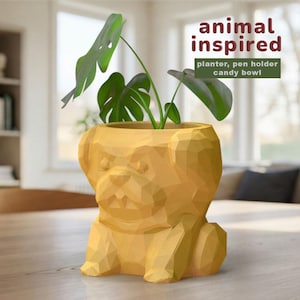Geometric Shih tzu Design - Whimsical Succulent Planter, Pot, Pen, Cup or Candy Bowl