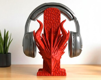 Dragon Headphone Stand | Fantasy Desk Organizer | Gaming Setup Decor | Dragon Head Sculpture
