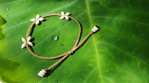 Hawaiian Mermaid Water-proof Laiki Shell Anklet with Puka Clasp