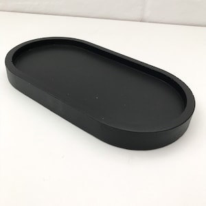 Black Oval Concrete Trinket Display Tray | jewellery tidy for bedside table | dressing table | candle display | home decor styling tray