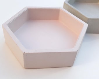 Hexagonal trinket concrete tray