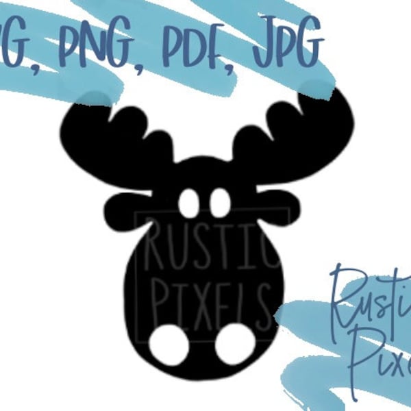 Moose Head Clip Art | PNG | SVG | Cartoon Cute Moose | Digital