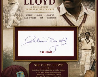 Sir Clive Lloyd Hand-Signed Autograph Display – Legendary West Indies Cricket Captain | Authentic Signature