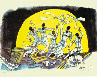 Original M.F. Husain limited eddition Serigraph of Gaja Gamini series Hand signed by M.F. Hussain 175/300 elephant