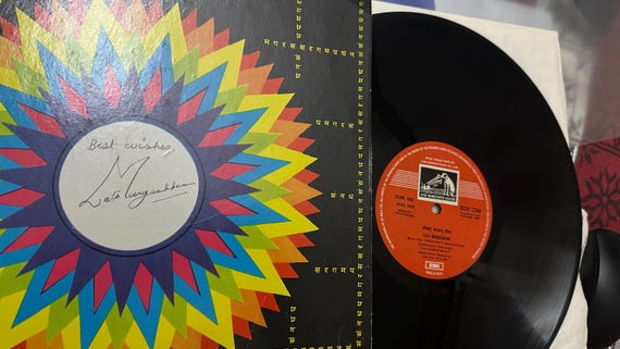 Very Rare Hand Signed Autograph of Lata Mangeshkar Jee on Vinyl