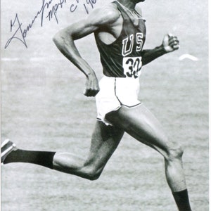 Very Rare Autograph Photo of legendary olympian athlete Tommie Smith , Black Power salute with John Carlos