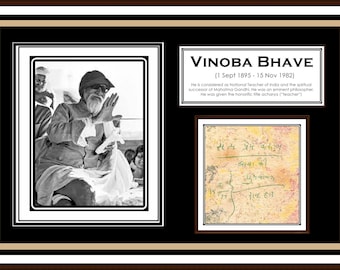Rare Hand-Signed historical Autograph of Vinoba Bhave , follower of mahatma gandhi india