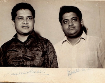 Original Hand Signed autograph photo of Indian musician duo Laxmikant–Pyarelal