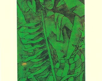 M.F. Husain Serigraph of Kerala Series Hand signed by M.F. Hussain 216/300 autograph