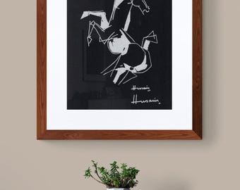 M.F. Husain – "Horse" Hand-Signed Original Serigraph horse theme