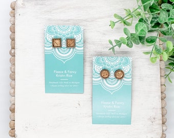 Laser Cut Cork Haystack Stud Earrings