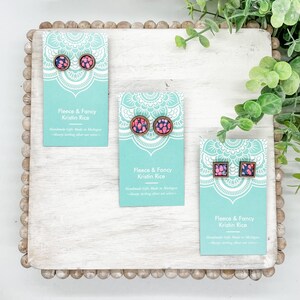 Laser Cut Violet Garden Wood Stud Earrings