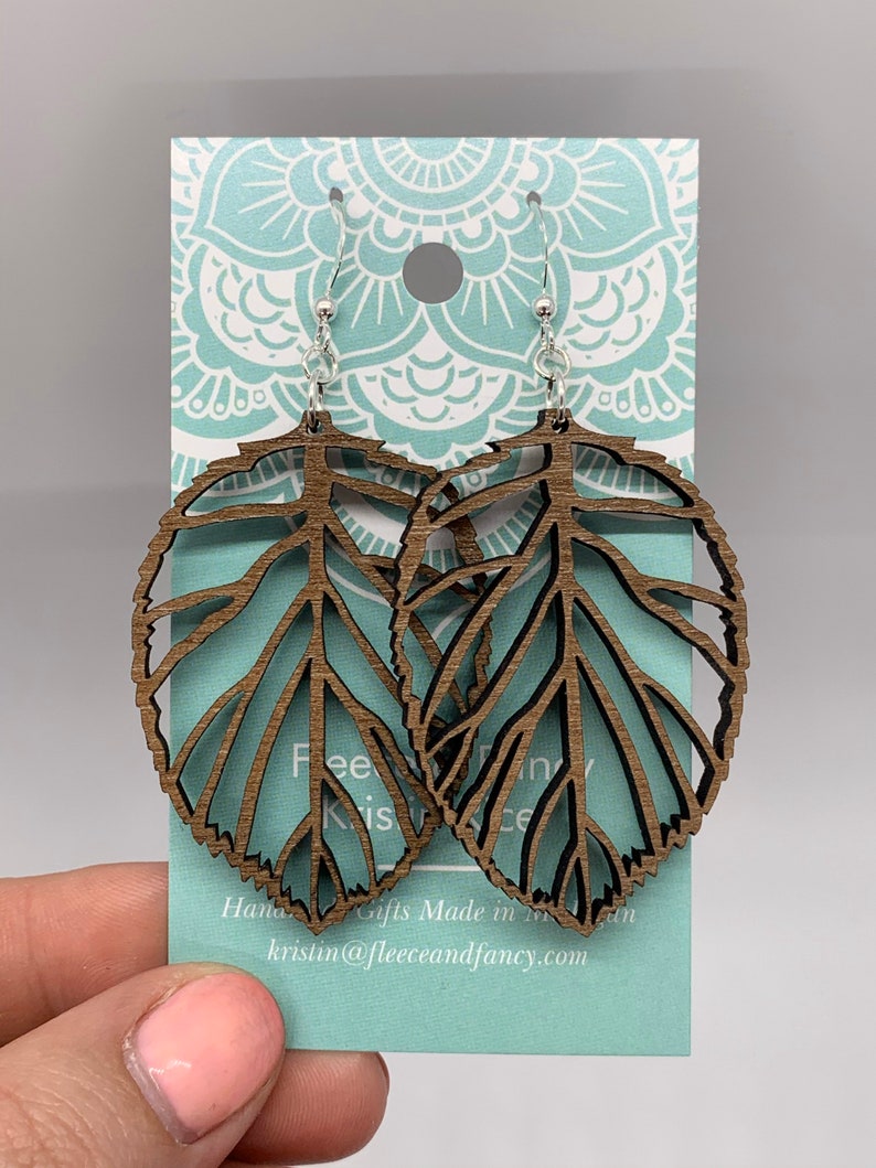 Laser Cut Leaf Earrings