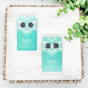 Laser Cut Night Sky Glitter Wood Stud Earrings