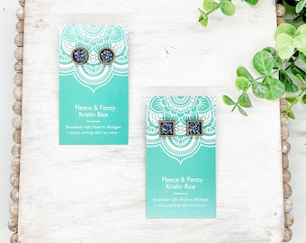 Laser Cut Night Sky Glitter Wood Stud Earrings