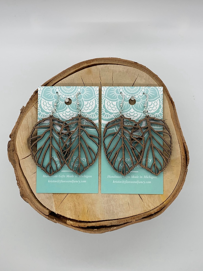 Laser Cut Leaf Earrings