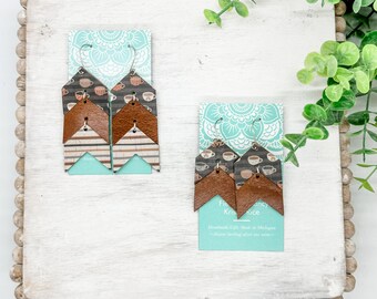 Handmade Coffee Cup Cutie Chevron Earrings