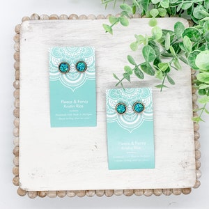 Laser Cut Mermaid Teal Glitter Stud Earrings