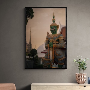 Yaksha Demon Guardian Bangkok Thailand Photography Wat Arun Poster Wall Art
