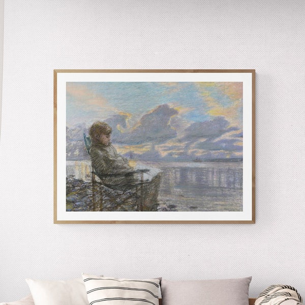 Rêves du soir Peinture Pastel Unique Réalisme Mur Art Cadeau Salon Décor À La Maison