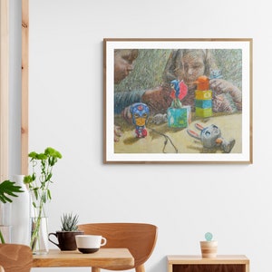 Art acrylique original - peinture de jeu d'enfant personnalisée, decoration unique de chambre d'enfant, art murale abstrait, cadeau de Noël