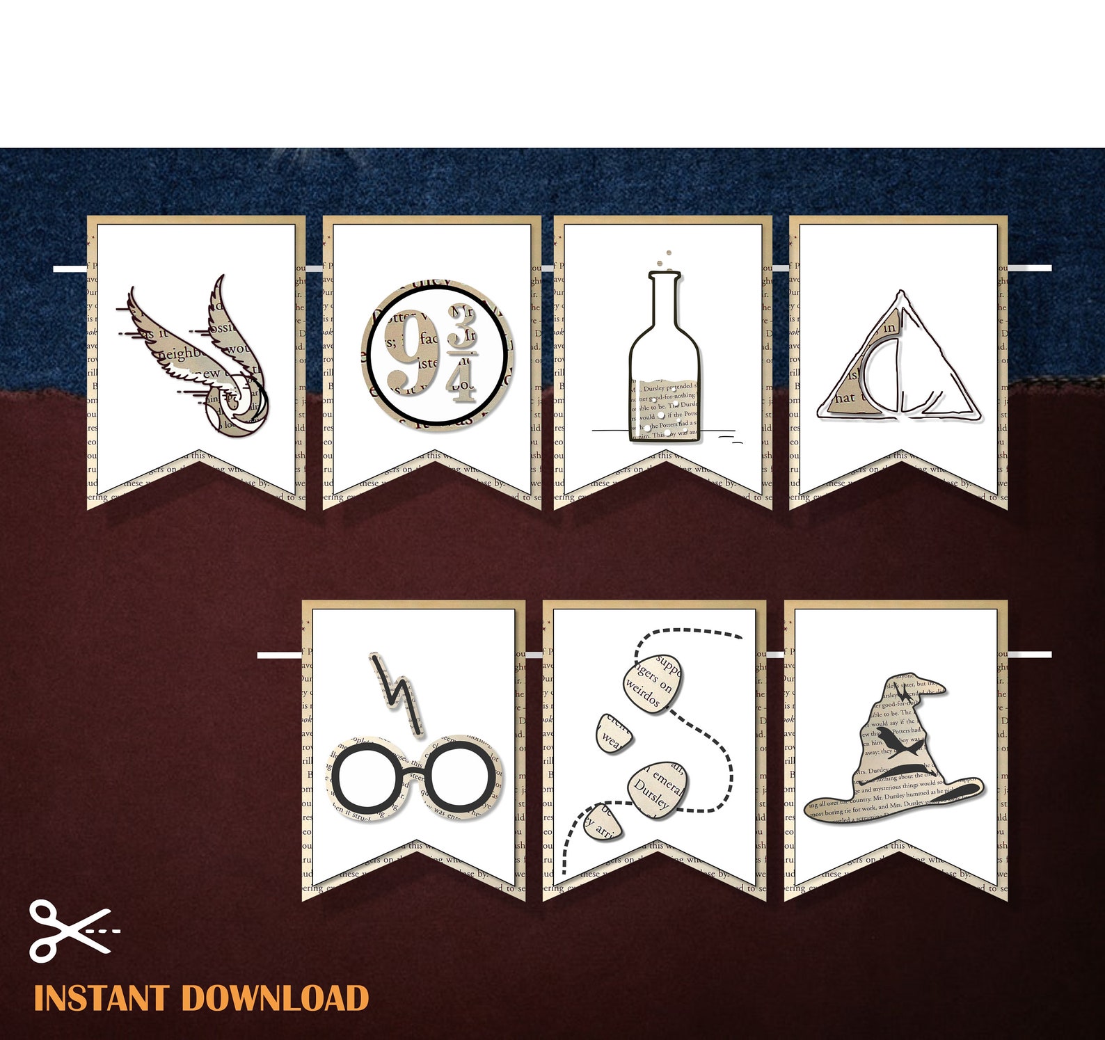 Happy Birthday banner Printable Harry Potter decor Harry | Etsy