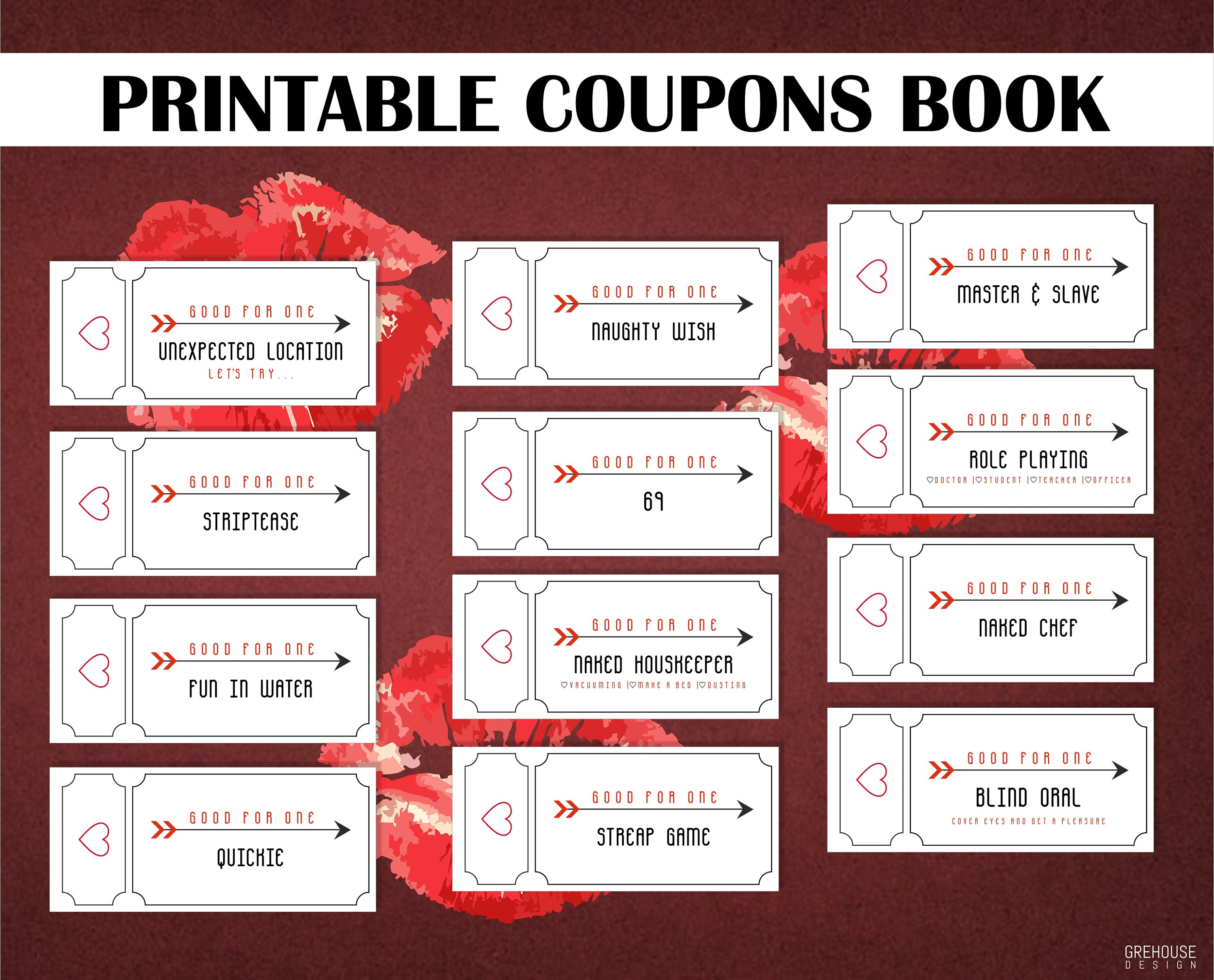 Printable Love coupons for him Romantic and Sex coupons book | Etsy