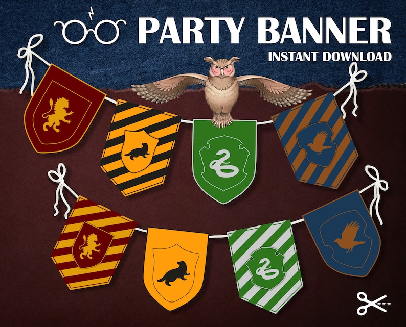 Printable Harry Potter decor Birthday banner inspirited Harry image 0