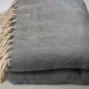 Grey Yak Wool Throws Hand-Loomed Nepal Soft Warm Blanket Oversized Shawl Scarf Himalayas Meditation Large Wrap