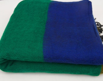 Handmade Yak Wool Blanket: Striped Meditation Shawl, Nepal