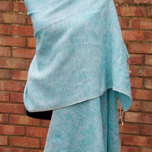 Yak Wool Scarf Shawl Light Weight Scarf Travel Wrap Sky Blue Handmade Nepal