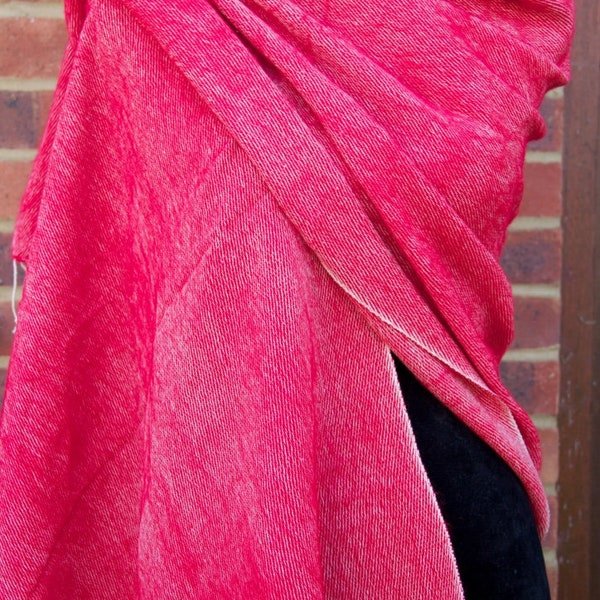 Ladies Shawl Red Yak Wool Large Scarf Shawl Wrap Handmade Nepal Travel Wrap Light Warm Wool Wrap