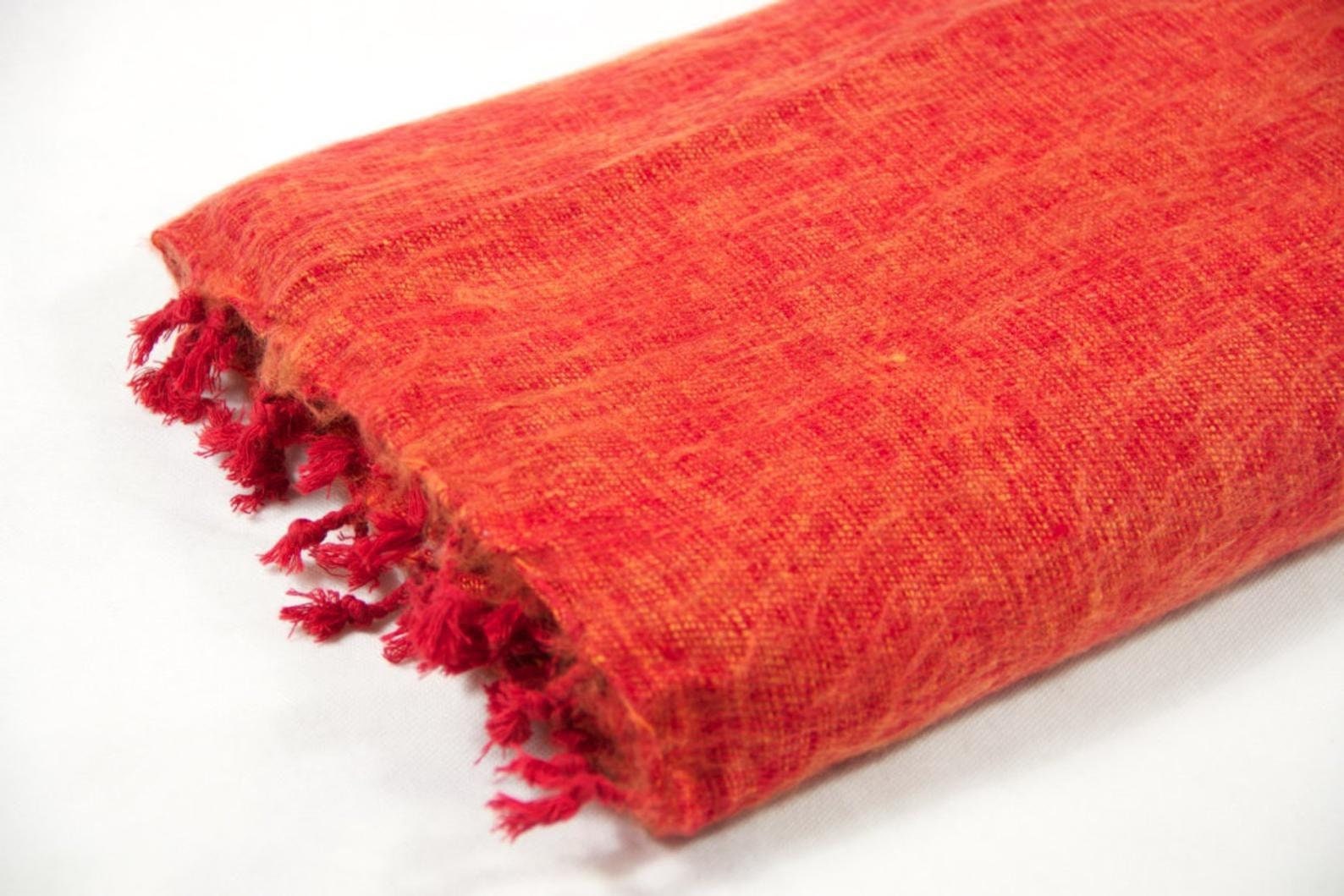 Yak Wool Blanket Vermillion Throws Handmade Nepal Soft Fringe Etsy