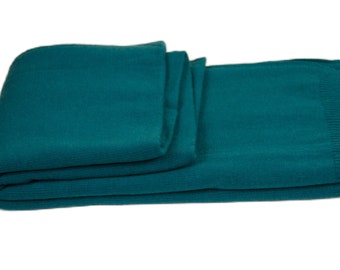 Écharpe de voyage en laine faite main en tricot châle étole en châle bleu sarcelle