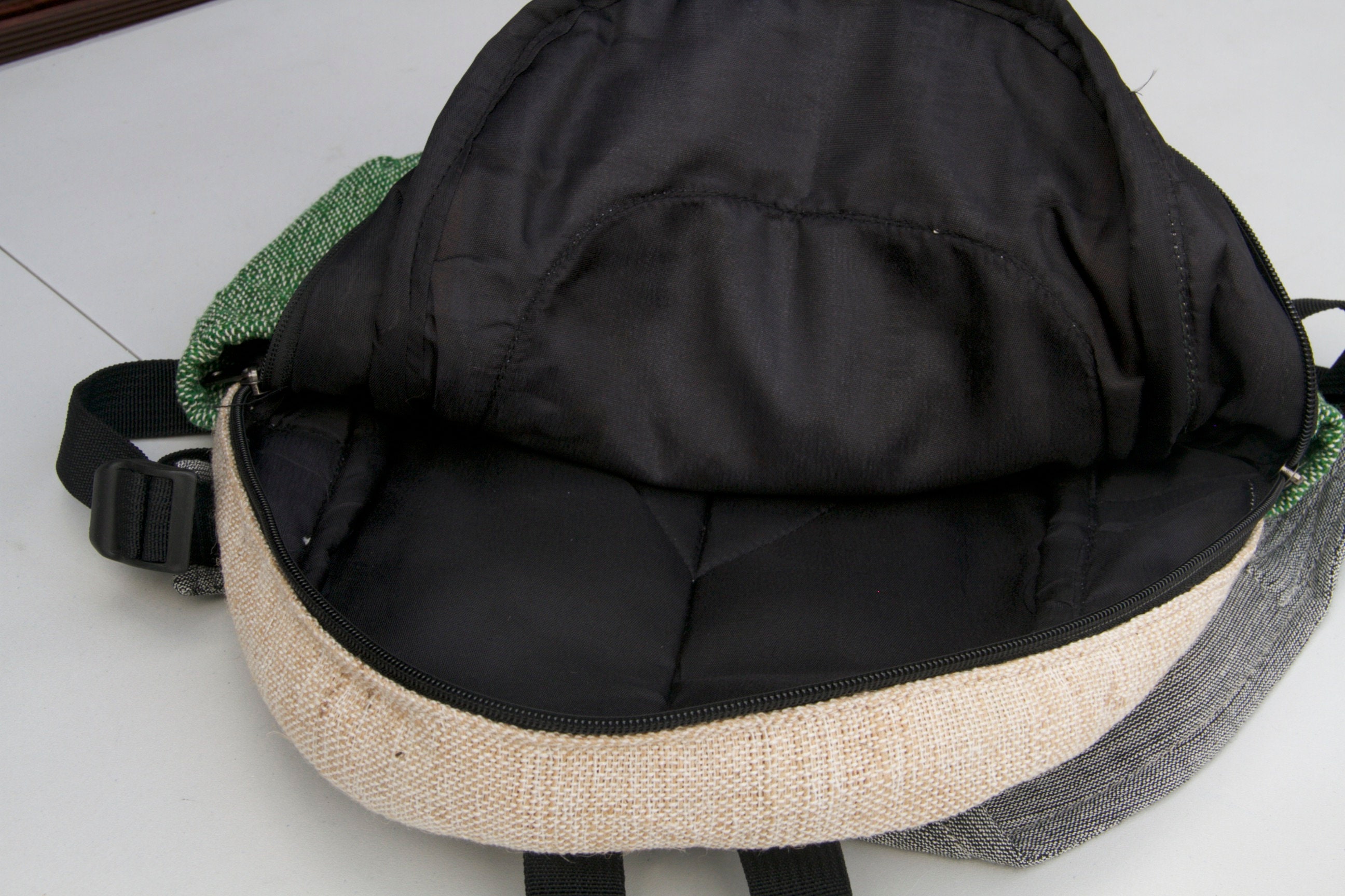 Mini Hemp Backpack with Padded Straps & Hidden Pocket, Eco-Friendly Daypack Hemp Backpacks main image 2