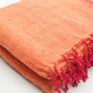 Yak Wool Blanket Soft Oversized Shawl Throws Meditation Wrap Blanket Hand-Loomed Wool Blanket Large Elegant Travel Shawl Wrap Himalayas Rust Orange