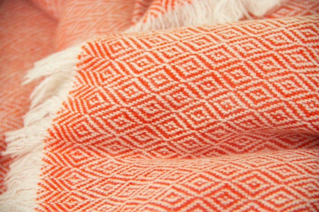 Orange Cashmere Throws Blanket Pashmina Thick Extra Large Etsy