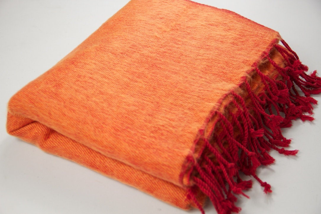 Blue Orange Blanket Throw Etsy Canada