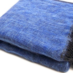 Blue Yak Wool Blanket Throws Large Shawl Travel Wrap Wool Softest Hand-Loomed Meditation Oversized Shawl Nepal Woollen Blanket