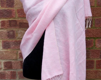 Ladies Shawl Pink Yak Wool Shawl Scarf Light Weight Scarf Travel Wrap Handmade Nepal