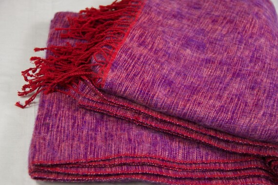 Super soft yak wool Fair Trade large blanket handmade in Nepal Purple 