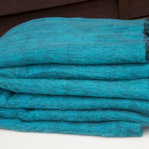 Yak Wool Blanket Throws Handmade Nepal Warm Blanket Oversized Blanket Shawl Wrap 57&quot; by 114&quot; Large Himalayas Meditation Wrap