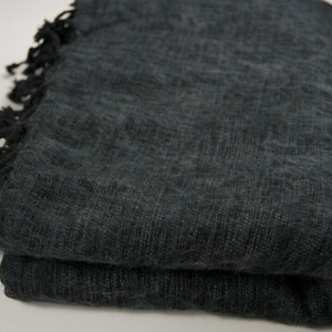 Yak Wool Blanket Large Shawl Travel Wrap Wool Softest Hand-Loomed Meditation Wrap Oversized Charcoal Grey Throws Shawl Nepal