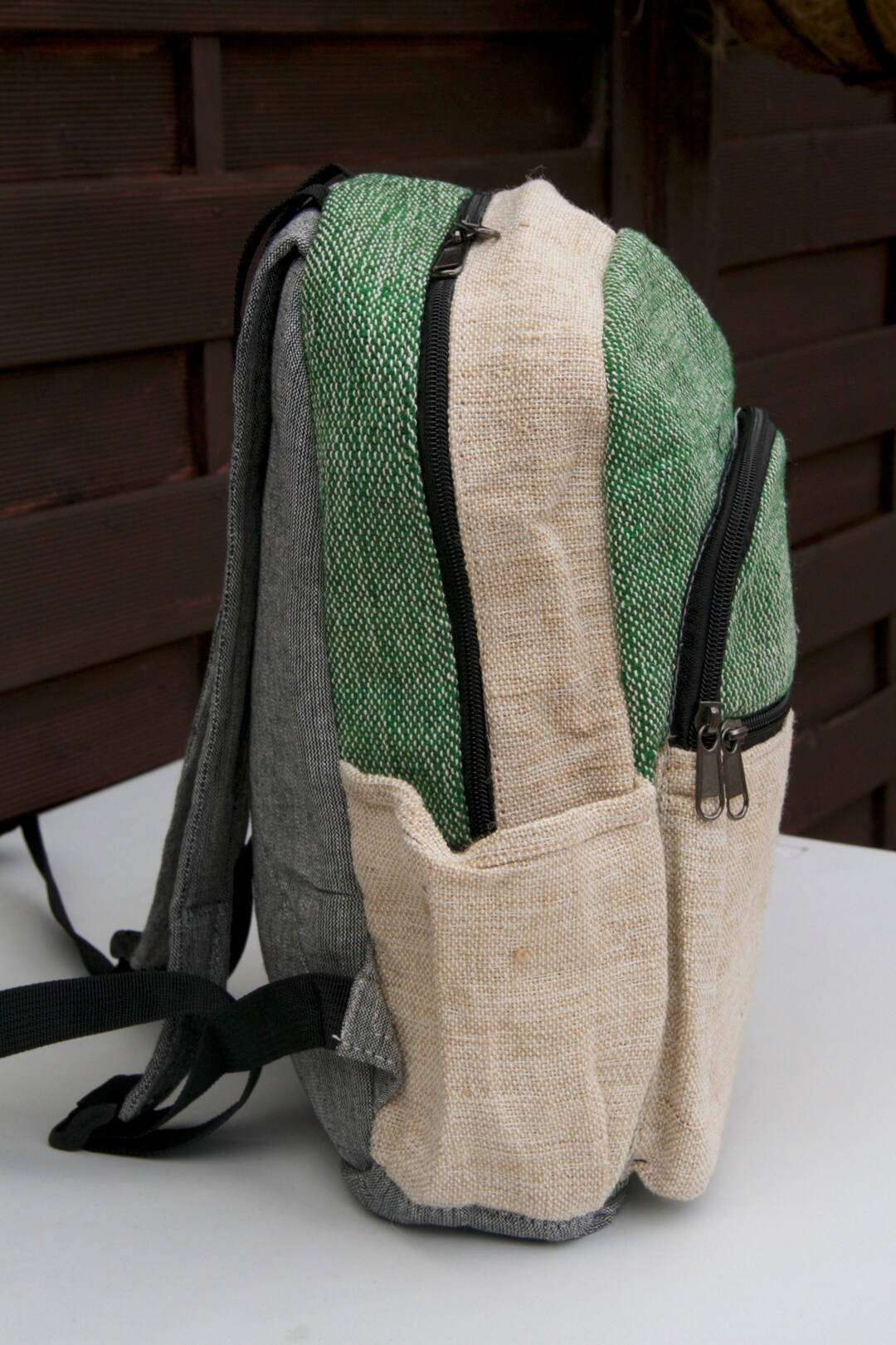 Handmade Hemp Mini Backpack: Eco-friendly Travel Daypack - Etsy display picture 1