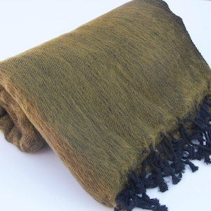 Ręcznie tkany koc z mieszanki wełny jaka: duży szal podróżny, Nepal