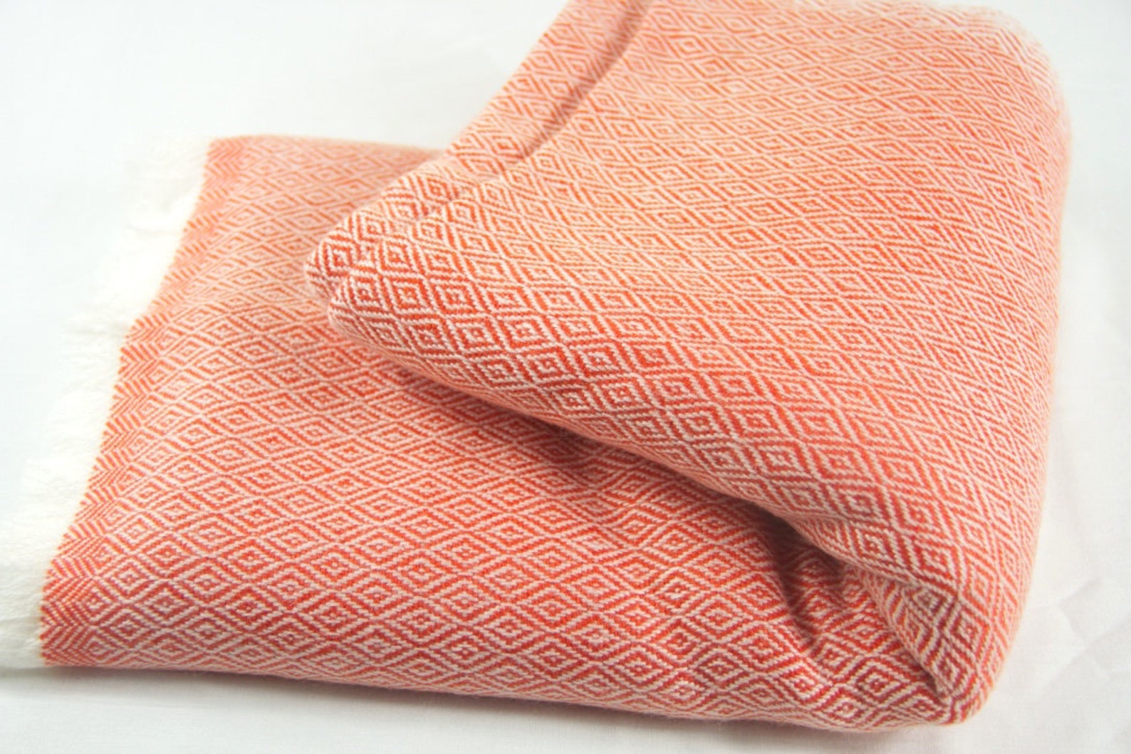 Orange Cashmere Throws Blanket Pashmina Thick Extra Large Etsy
