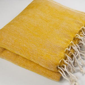 Yak Wool Blanket Throws Shawl Meditation Wrap Soft Boho Hippies Handwoven Mustard Yellow Oversize Shawl