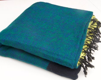 Handwoven Yak Wool Blanket: Oversized Travel Shawl, Meditation Throw (94x47 Inch)