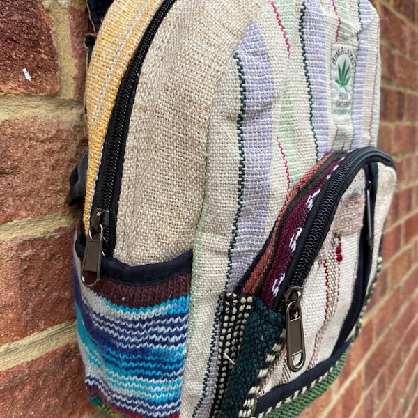 Hemp Mini Backpack Boho Backpack Eco-friendly Handmade Natural Fibre Travel Bag Laptop Backpack Nepal Code:Mbp9