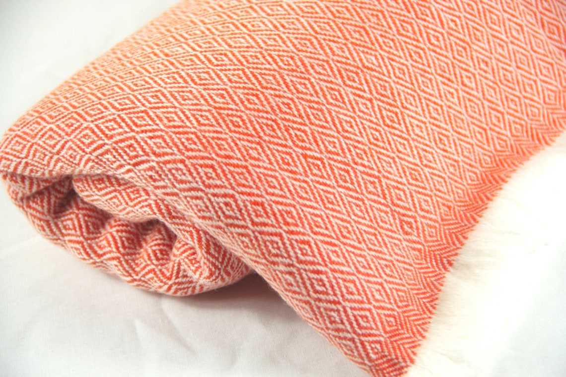 Orange Cashmere Throws Blanket Pashmina Thick Extra Large Etsy